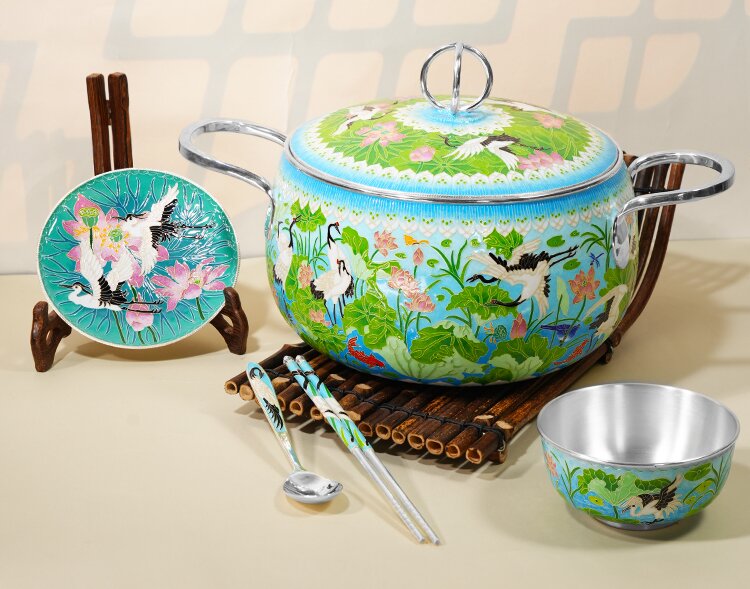 纯银景泰蓝餐具