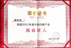 杨松志荣获2021年度中国白银产业丰尚匠人奖